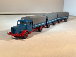 Wiking Büssing mit Pritschenzug mit 2 Anhänger H0 1/87