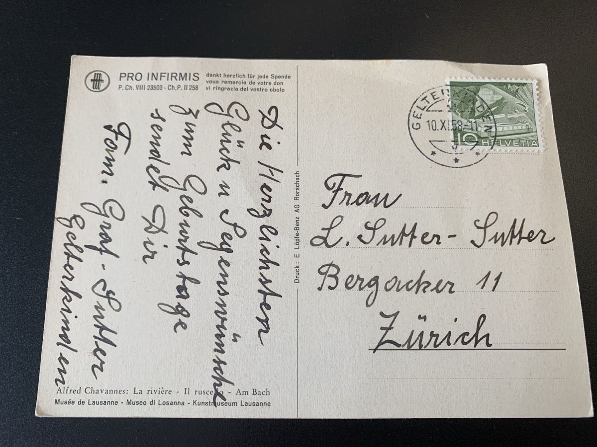 Cartoline postali: Alfred Chavannes: Am Bach – Usato da Erlenbach ZH venduto da Ritschly 1