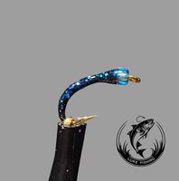 Hegene/ Gambe mit 5 Nymphen, Blau mit Glitter, Felche #14