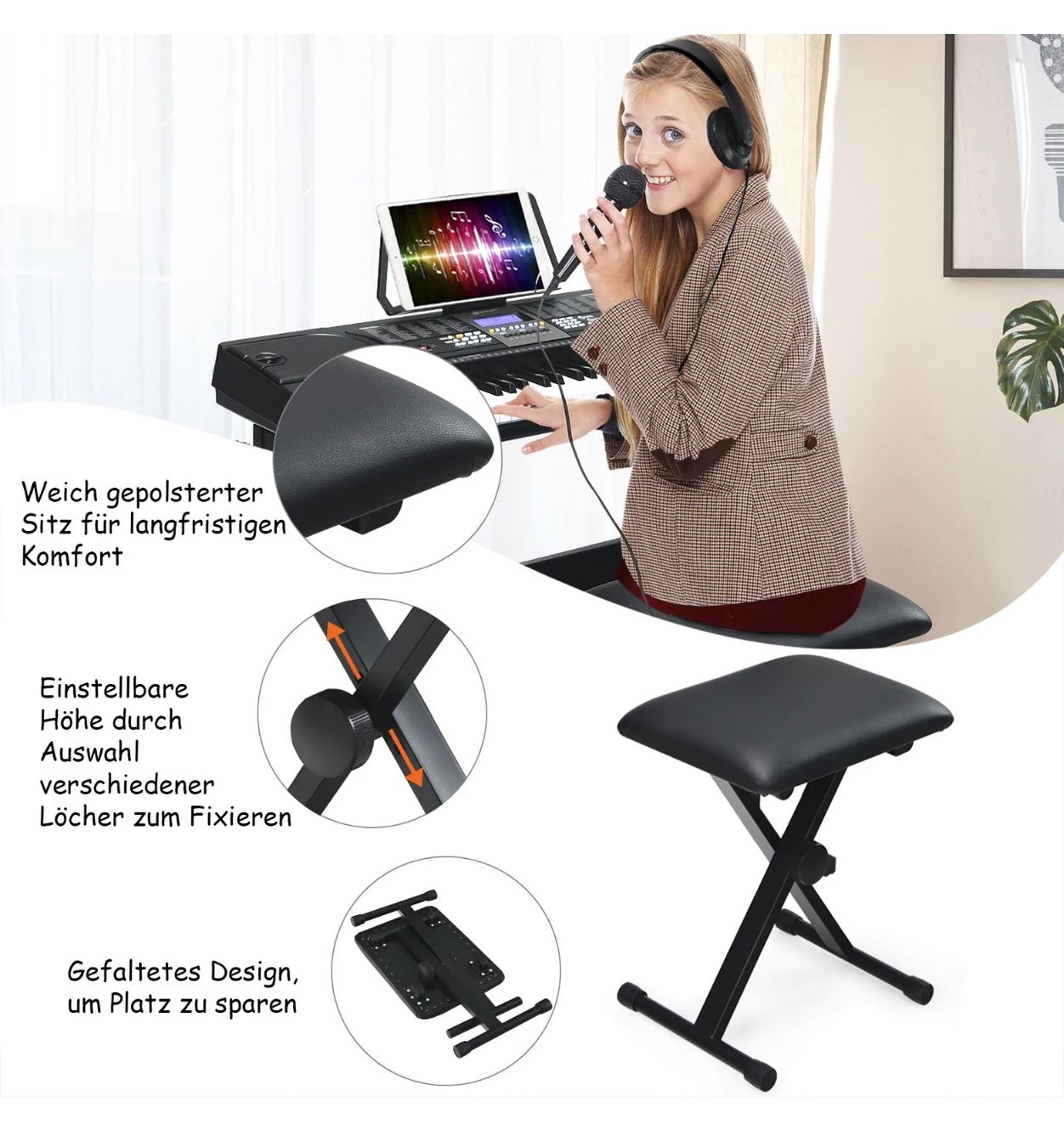 Musikinstrumente: + 61 Tasten Keyboard  E-Piano + Ständer kopfhörer – Neu und originalverpackt aus Amriswil von  1