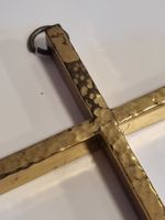 Vintage Wandkreuz Messing Mid Century Modernist Design