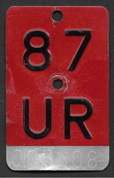 Insegne: Velonummer URI UR 87 – Usato da Bülach venduto da anska
