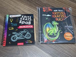 Kratzelbuch Fahrzeuge und Drachen Set NEU