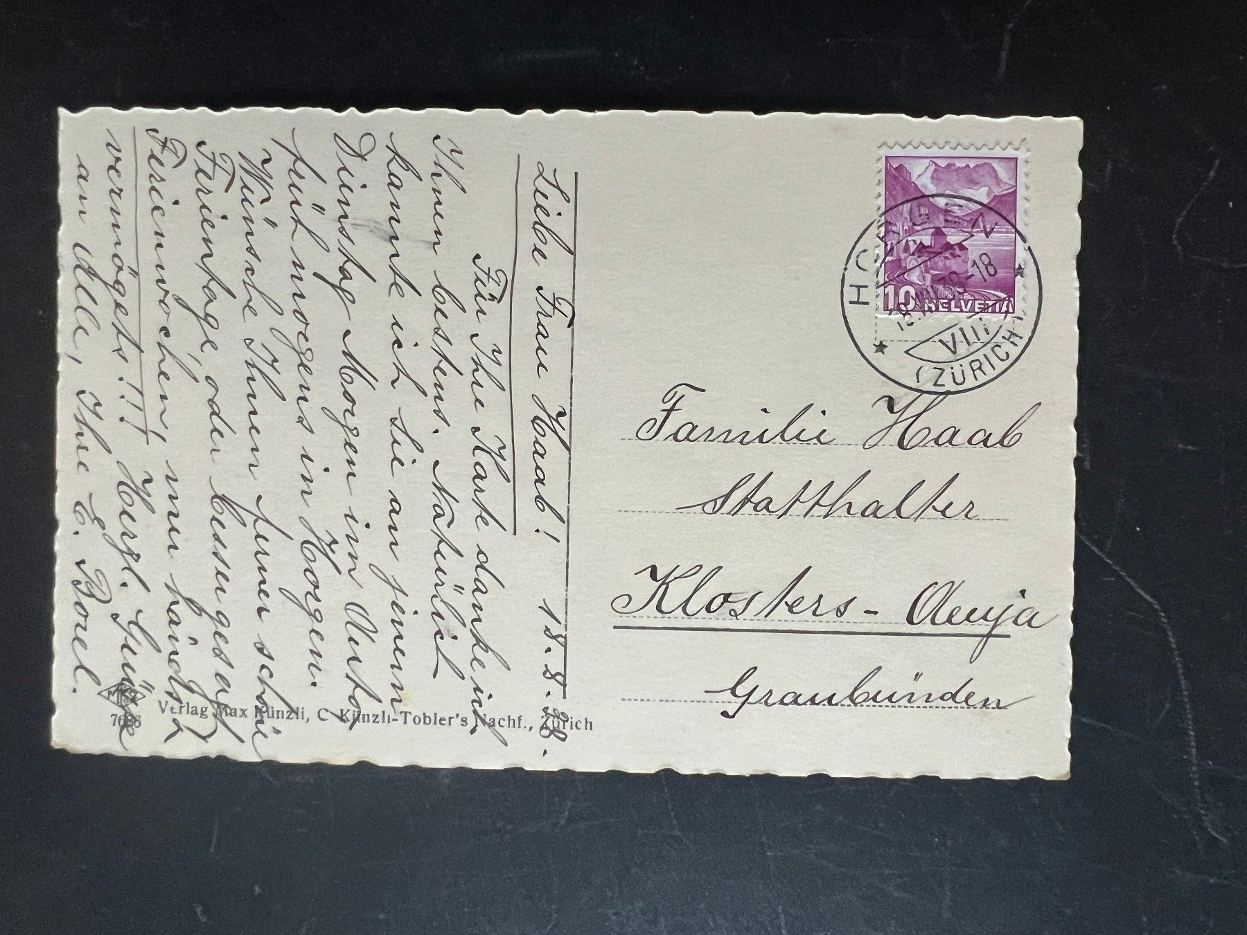 Cartoline postali: 1938 Ansichtskarte Horgen  (V381) – Usato da Hinwil venduto da Sidi4 1
