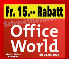 Office World: 15.--Rabatt ab 100.-- Einkauf / Gutschein