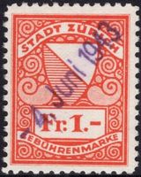 1 Fr. Fiskalmarke der Stadt ZÜRICH