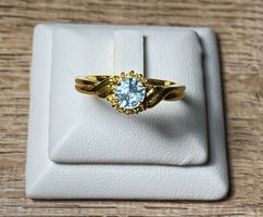 natürlicher Blauer Zirkon Ring 💎✨ Silber 925 vergoldet S24