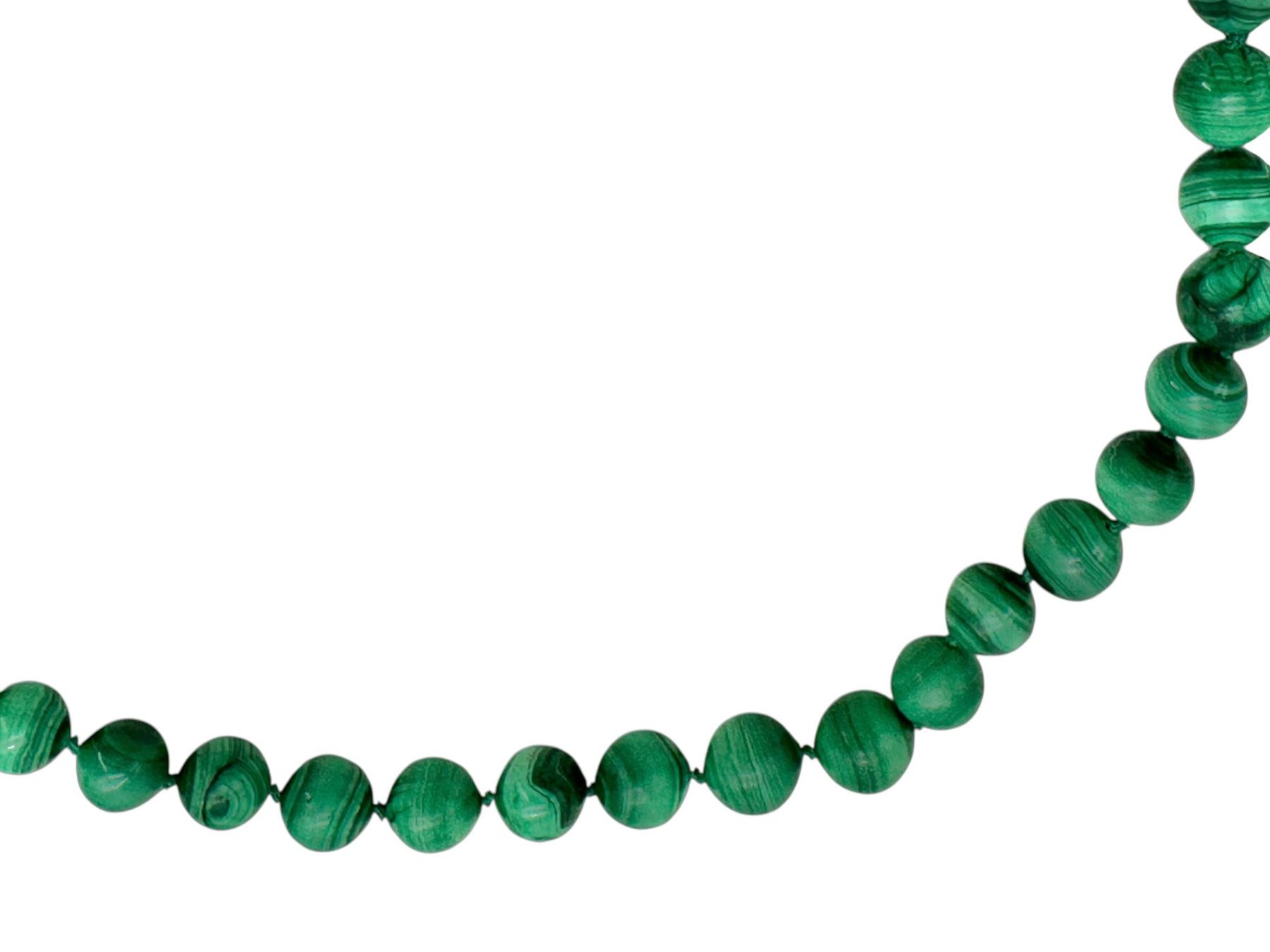 Catenine: Superbe Collier de perles en malachite véritable. L: 67.5 cm – Usato da Morges venduto da DidisLuxeFinds 3