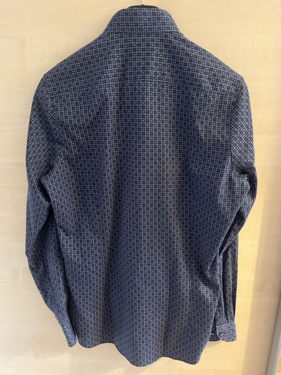 Camicie: OLYMP Men's Blue Patterned Long-Sleeve Shirt - Size 39 – Usato da Aarau venduto da Better_Buy_From_Stef 1