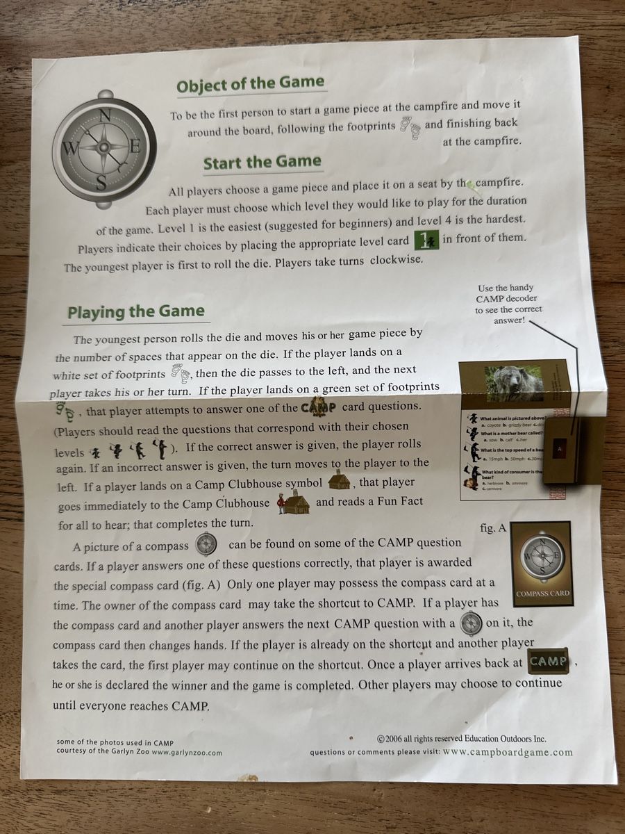 Spiele: CAMP board game, English – Gebraucht aus Oberrieden von Candystorerocks 4