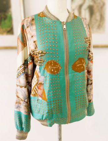 MUCHO GUSTO Luxus Seiden-Bomberjacke Terres Précieuse Gr. S