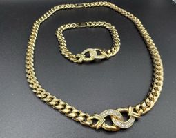 Vintage Halskette und Armband mit Strasssteinen, Set
