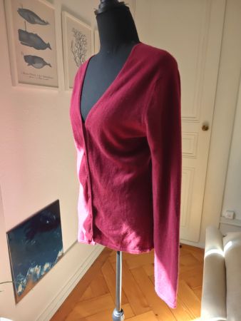 Not Shy burgundy wine cashmere cardigan sweater M
