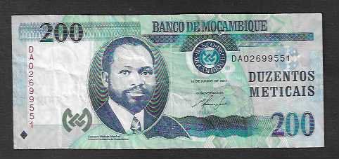 Banconote: Mocambique  200  Meticais  2011  Gebraucht – Usato da Gordola venduto da coinsandnotes 1