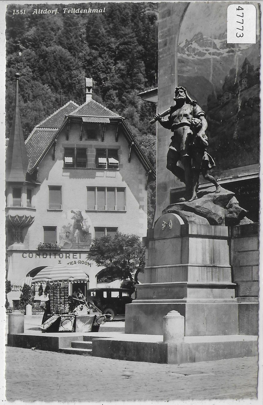 Cartes postales: Altdorf - Telldenkmal, Conditorei – D'occasion à Ettingen par Kartenplanet