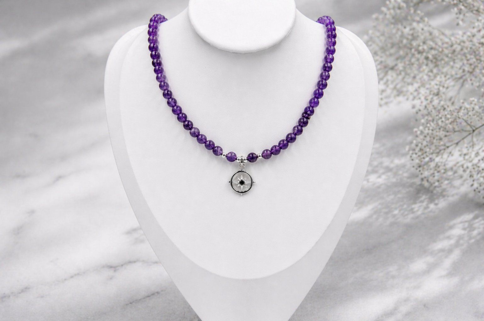 Catenine: Amethyst Kompass Halskette, MIVITA – Nuovo (secondo la descrizione) da Neuendorf venduto da Rewelt