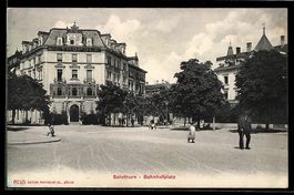 AK Solothurn, Bahnhofplatz, 1907