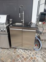 Aussenspüle Edelstahl mit Armatur und Unterschrank