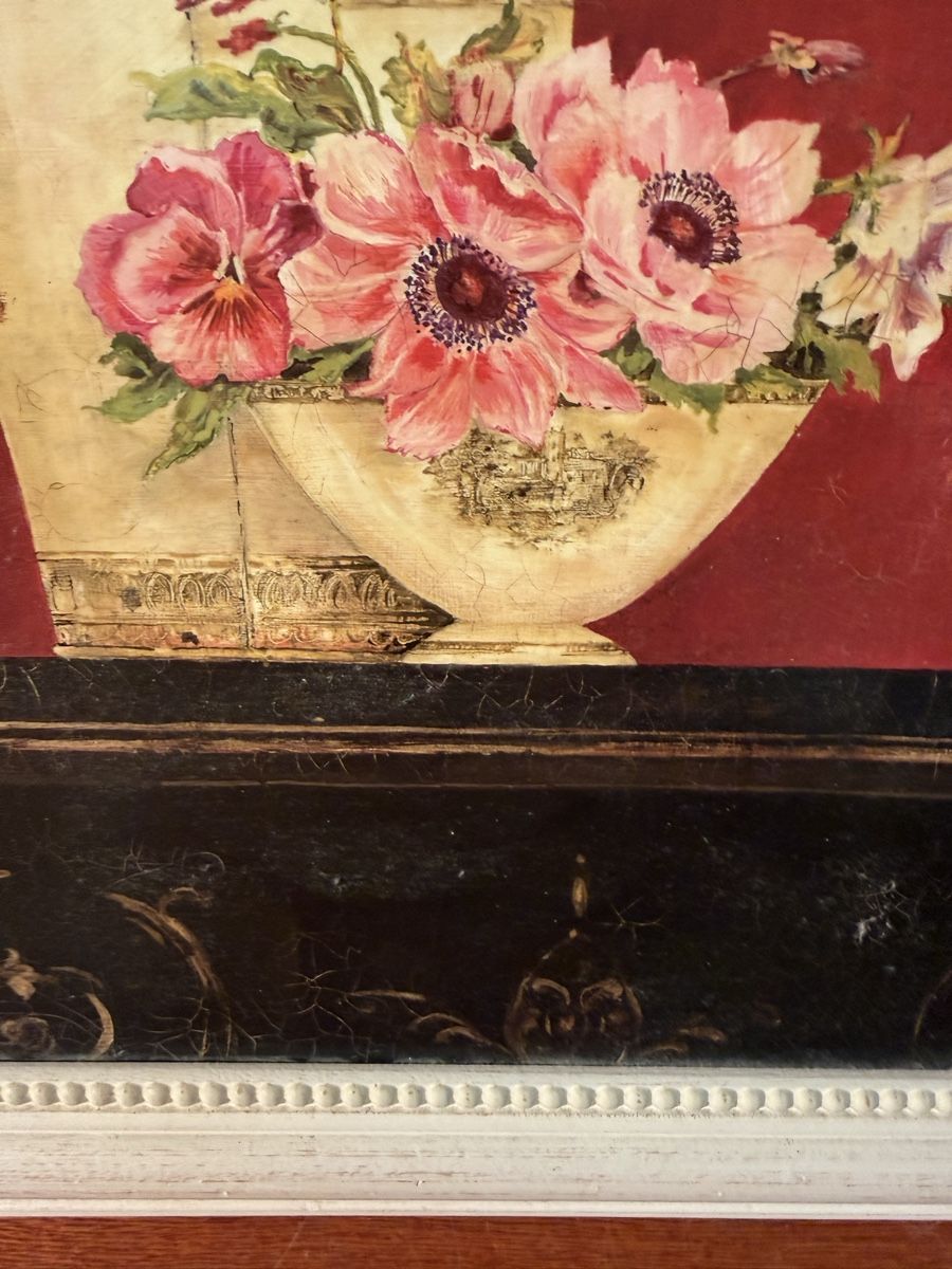 Dipinti: Tableau vintage fleuri, signé Kathryn White – Usato da Lausanne venduto da artnouveau04 4