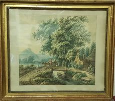belle aquarelle début 19ème cadre époque