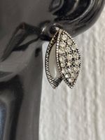 Boucles d'oreilles vintage en Argent 925 strass et nacre