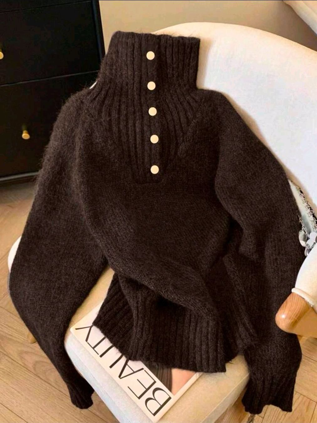 Pulls & Sweat-shirts: NEU - Strickpullover - L - mit Stehkragen & Knöpfen – Neuf (Voir description) à Thalwil par FashionVault 1