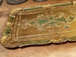 Vintage Florentiner Tablett grün-gold