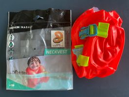 NEU Nacken-Schwimmweste aufblasbar Kinder 18–30 kg orange