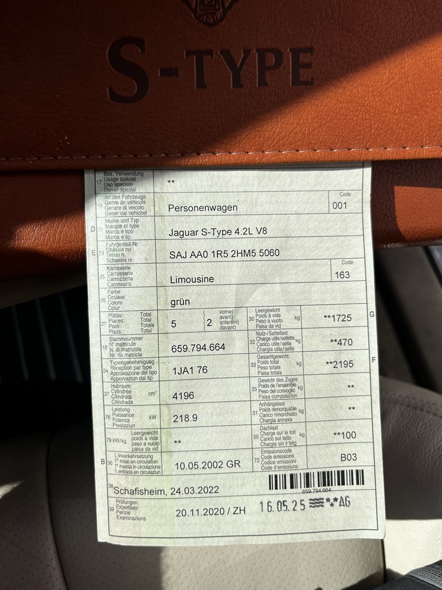 Jaguar Automobili: Jaguar S-Type 4.0 V8 – Difettoso da Schlieren venduto da classic3.5 9