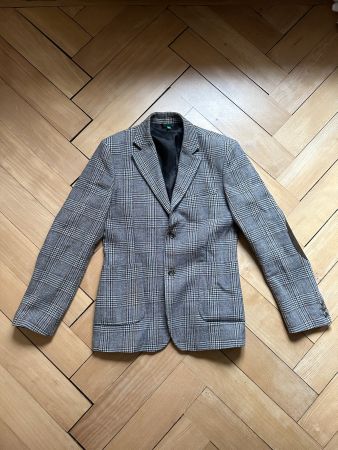 BENETTON - Leinen-Wolle Sakko braun kariert 50