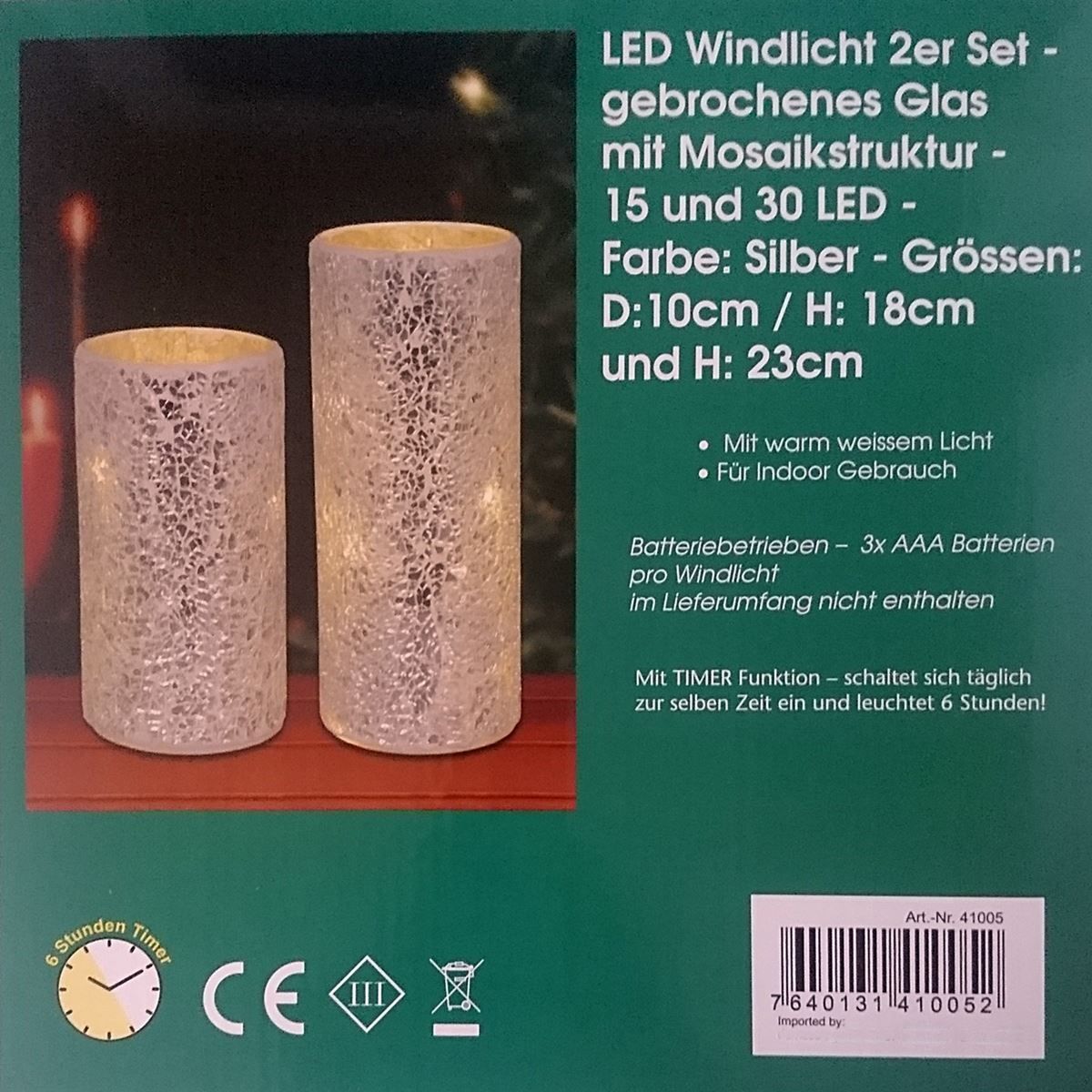 Candele: Led Windlicht - Glas Zylinder 2er Set – Nuovo e nell'imballaggio originale da Wettingen venduto da Swala 3