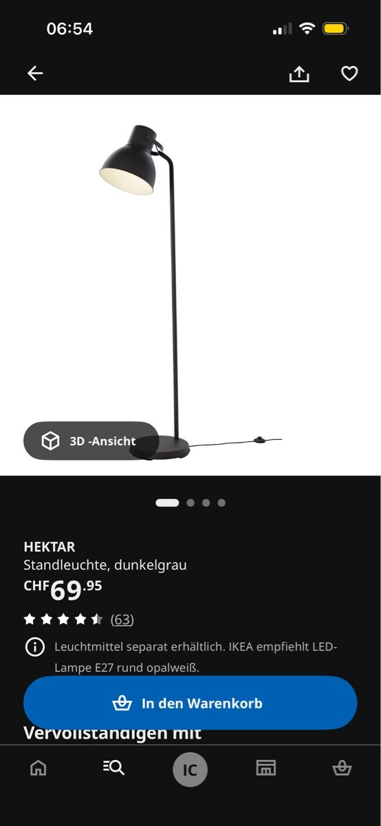 Ikea Lampes: Ikea Stehlampe HEKTAR – D'occasion à Zürich par ich_z6th