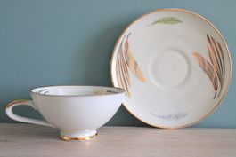 Winterling Porzellan TEETASSE mit UNTERTELLER Federdekor