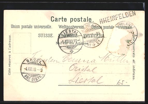 Cartoline postali: Litho Rheinfelden, Teilansicht mit Brüc – Usato da Berlin venduto da bartko-reher 1
