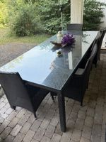 Gartentisch, Esstisch mit Glasplatte und 6 passende Stühle