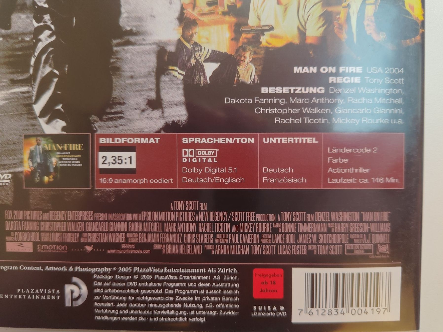 Tutti i DVDs: Man on Fire – Usato da Liestal venduto da Kratzilla 3