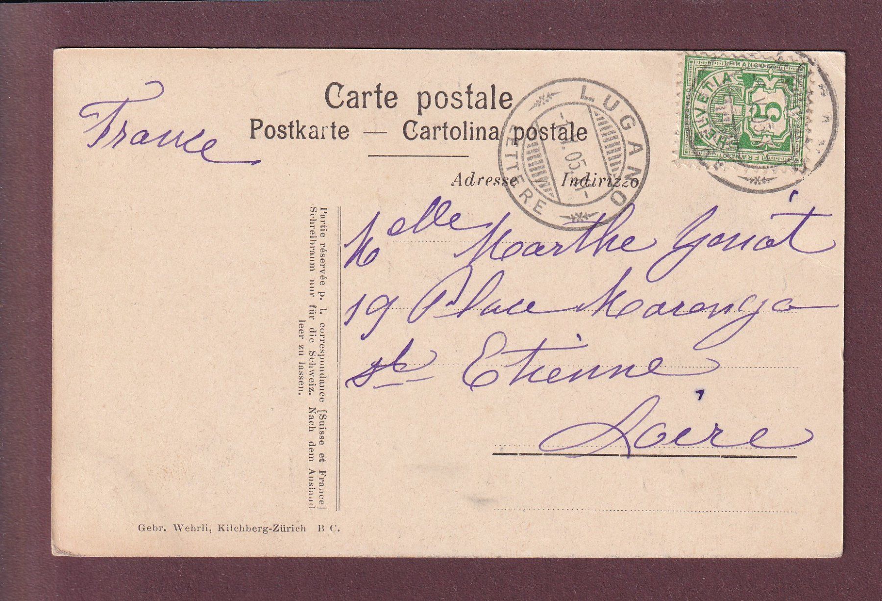 Ansichtskarten: CASTAGNOLA - 1905 – Gebraucht aus Pully von nicecards 1