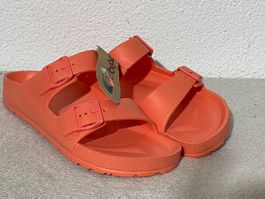 Sommer-Pantoletten, neu, ungetragen, Gr. 41, lachs