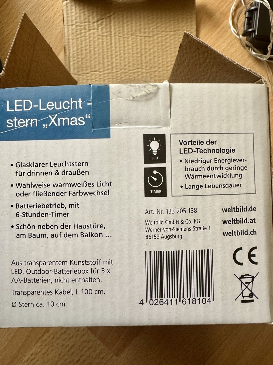 Tutte le decorazioni: LED Leuchtstern "Xmas" 10cm, Batterie, Timer – Usato da Zürich venduto da pilatus777 5
