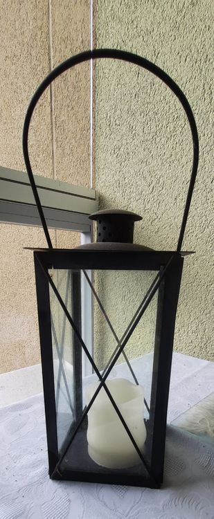 Lanternes: Laterne, schwarz, Metall/Glas - Vintage Deko für Garten 🕯️ – D'occasion à BRUNNEN par Sole21