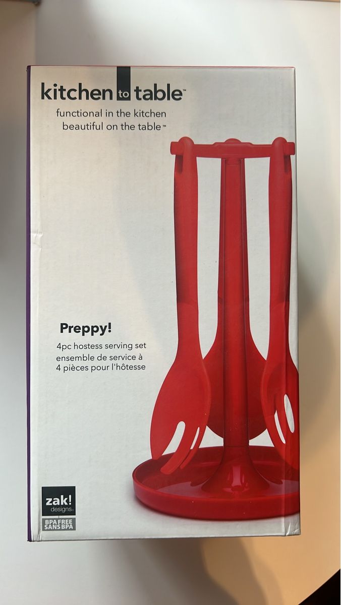 Set di posate: Red Salad Servers Set with Stand - Perfect for Summer BBQs – Nuovo e nell'imballaggio originale da Marly venduto da redinaber