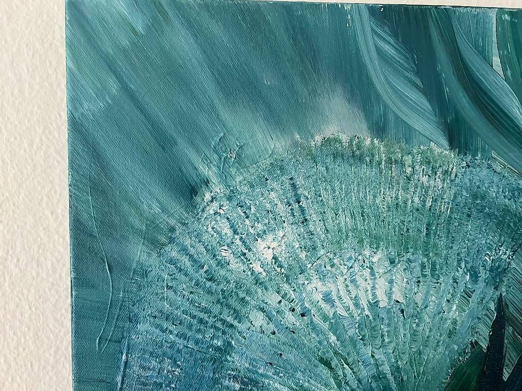 Dipinti: 40x40cm Bild grünblau "Morgentau" – Nuovo e nell'imballaggio originale da Urdorf venduto da manuela4 3