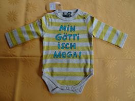 NEUER Body grau "Min Götti isch mega!" Gr. 50/56 - 260751