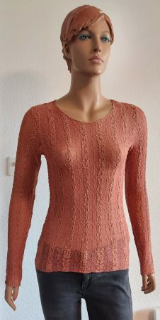 Feines Mango Shirt Grösse S, Kupfer, Spitzenoptik, Langarm