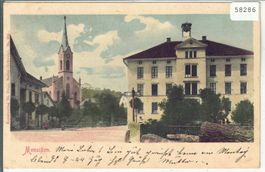 Menziken - Kirche und Schulhaus - Litho