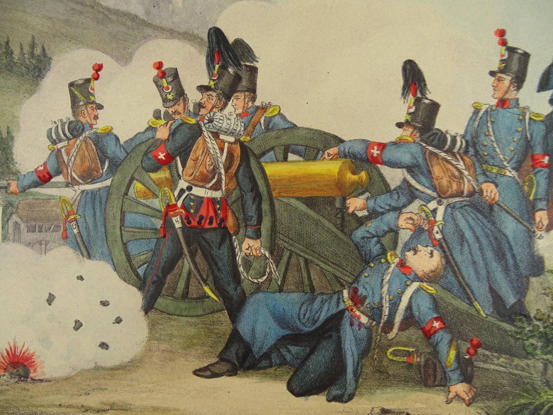 Grafica & Litografie: SOLOTHURNER MILIZEN LITHOGRAPHIE UM 1890 – Usato da Grüningen venduto da Kartensammler 3