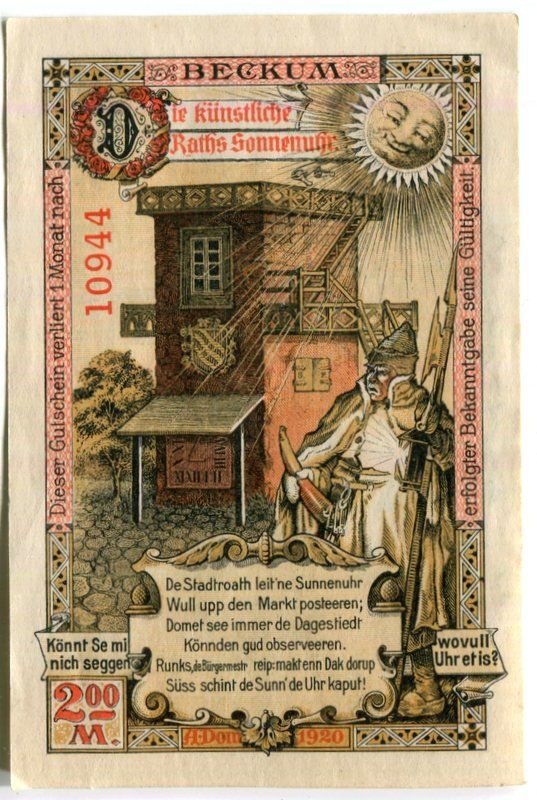 Billets de banque: Notgeld "2 Mark. Beckum 1920". – D'occasion à Basel par Butsch5 1