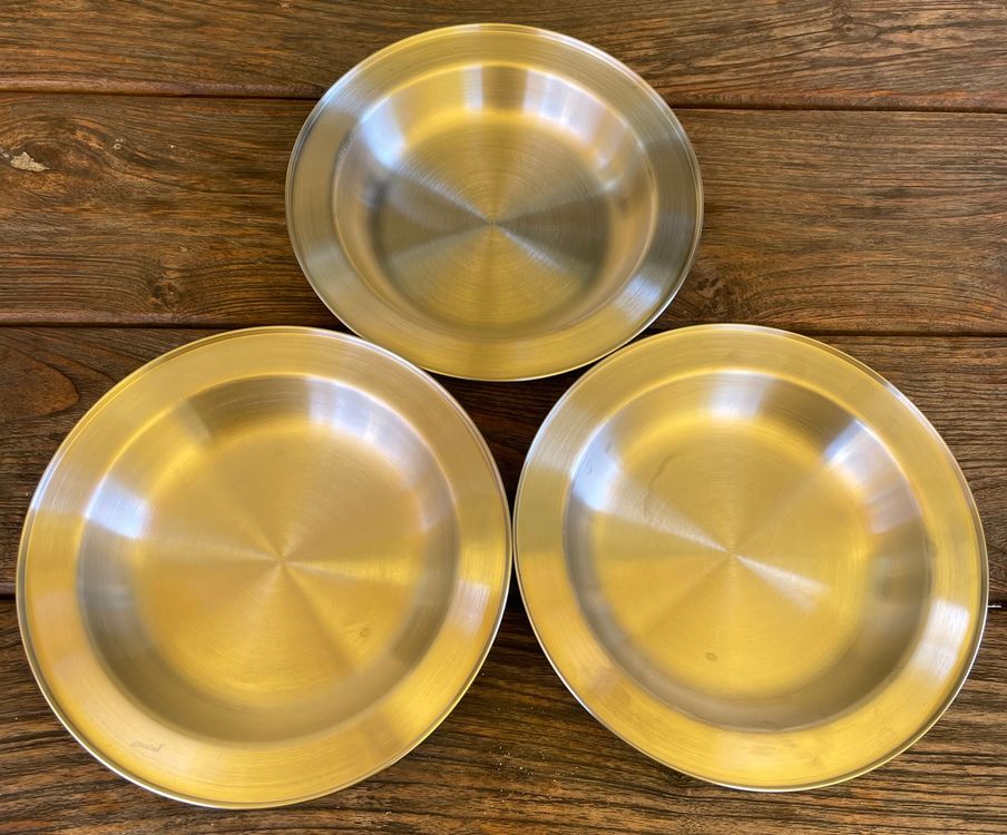Chihutown 3-teiliges Edelstahl Tellerset 20cm - Unzerbrechliche Campingteller Für Outdoor