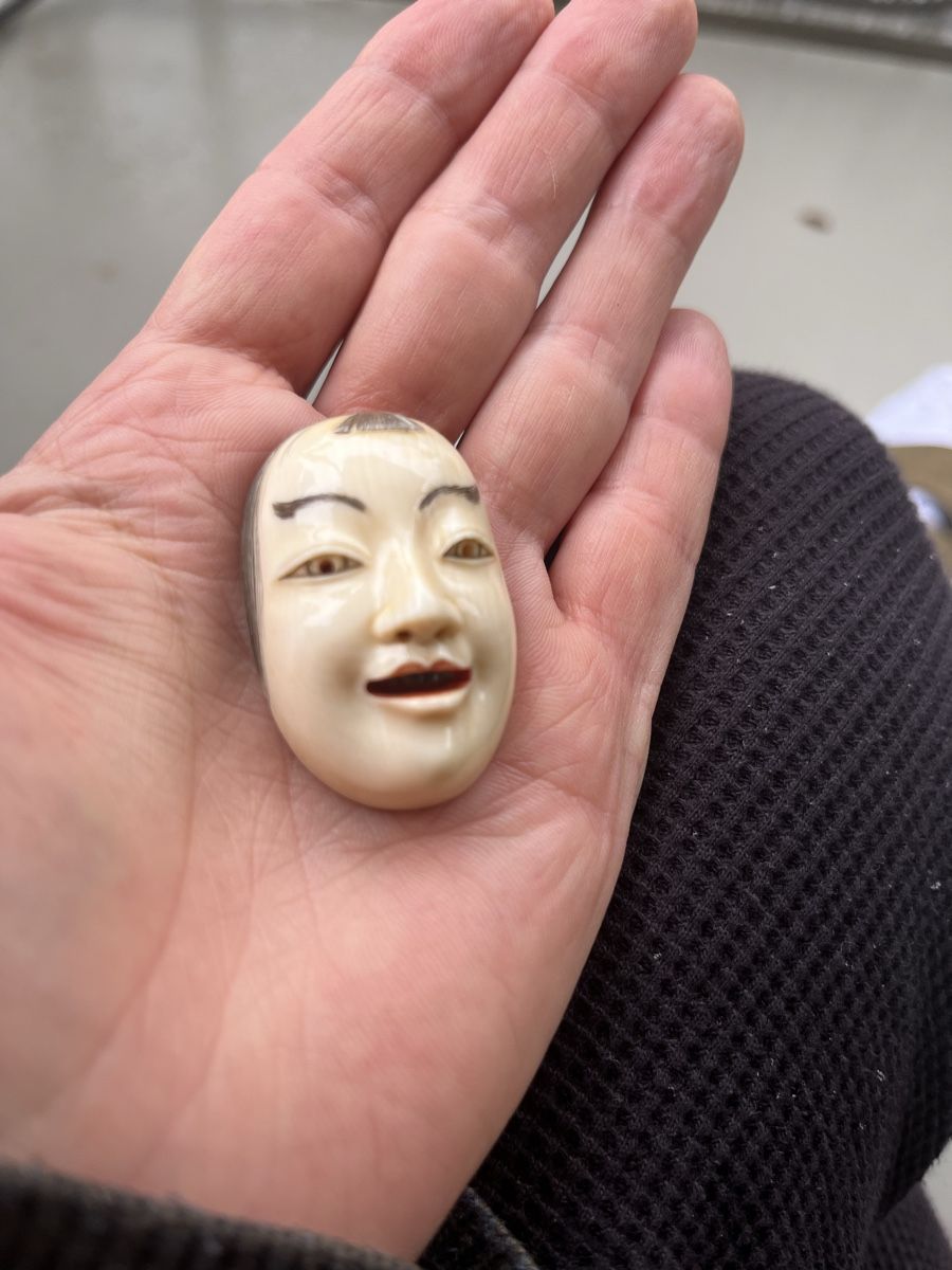 Statuette: originales antikes netsuke, japan, maske – Usato da Lengnau BE venduto da Meij 3