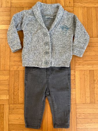 Baby Set Strickjacke und Hose grau Grösse 62-68 cm